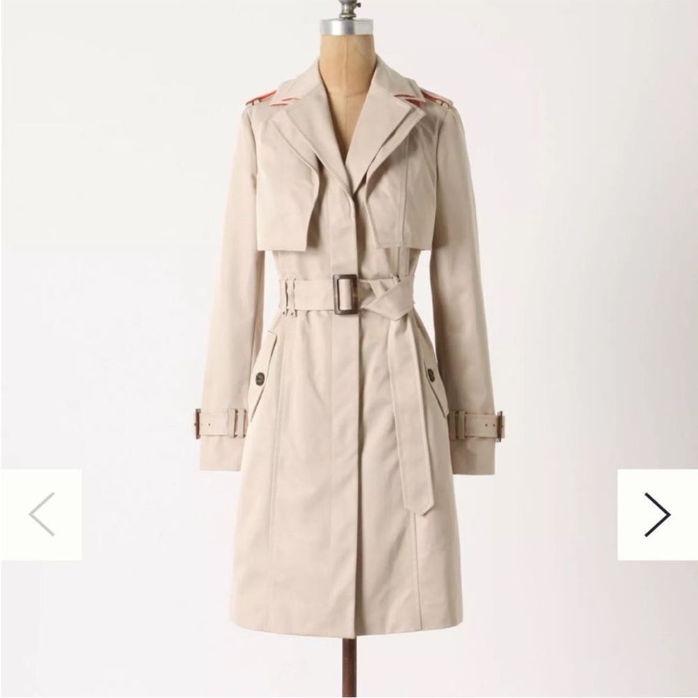 Cartonnier Glowing Horizons Trench Coat Cream Ecru Tan Size 4